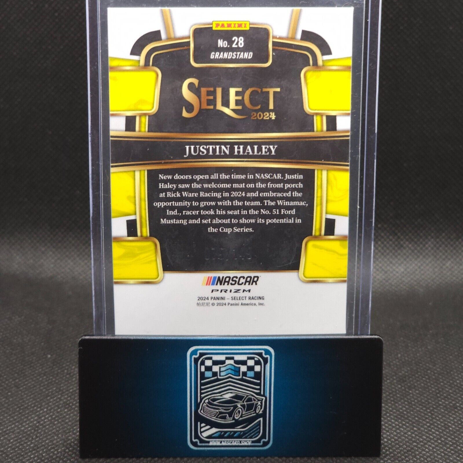 2024 Panini Select Racing Grandstand Red Prizm #28 Justin Haley 079/149 - NASCARD.shop
