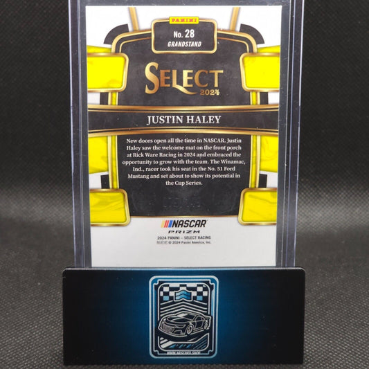 2024 Panini Select Racing Grandstand Red Prizm #28 Justin Haley 079/149 - NASCARD.shop