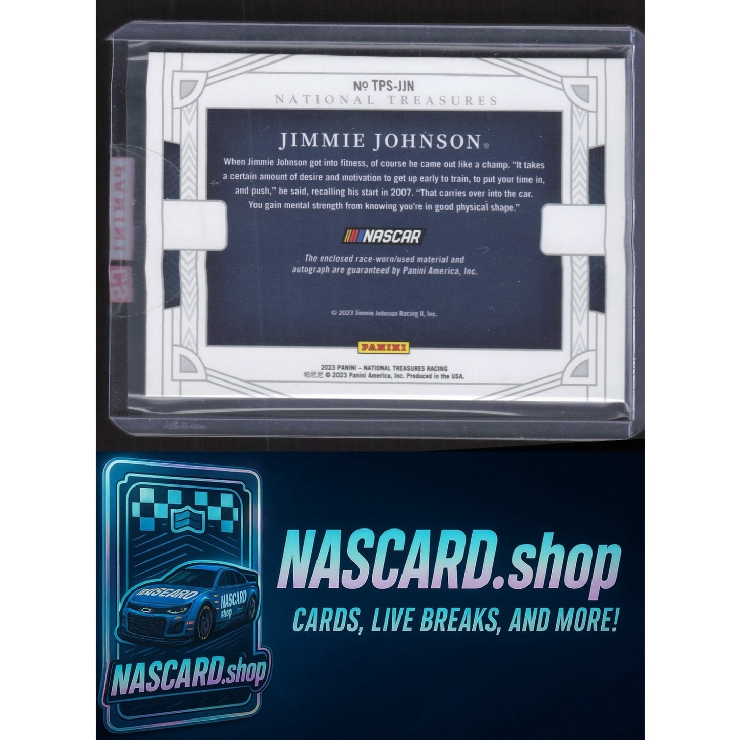 2023 National Treasures Jimmie Johnson Track Pass Material Signatures #/99