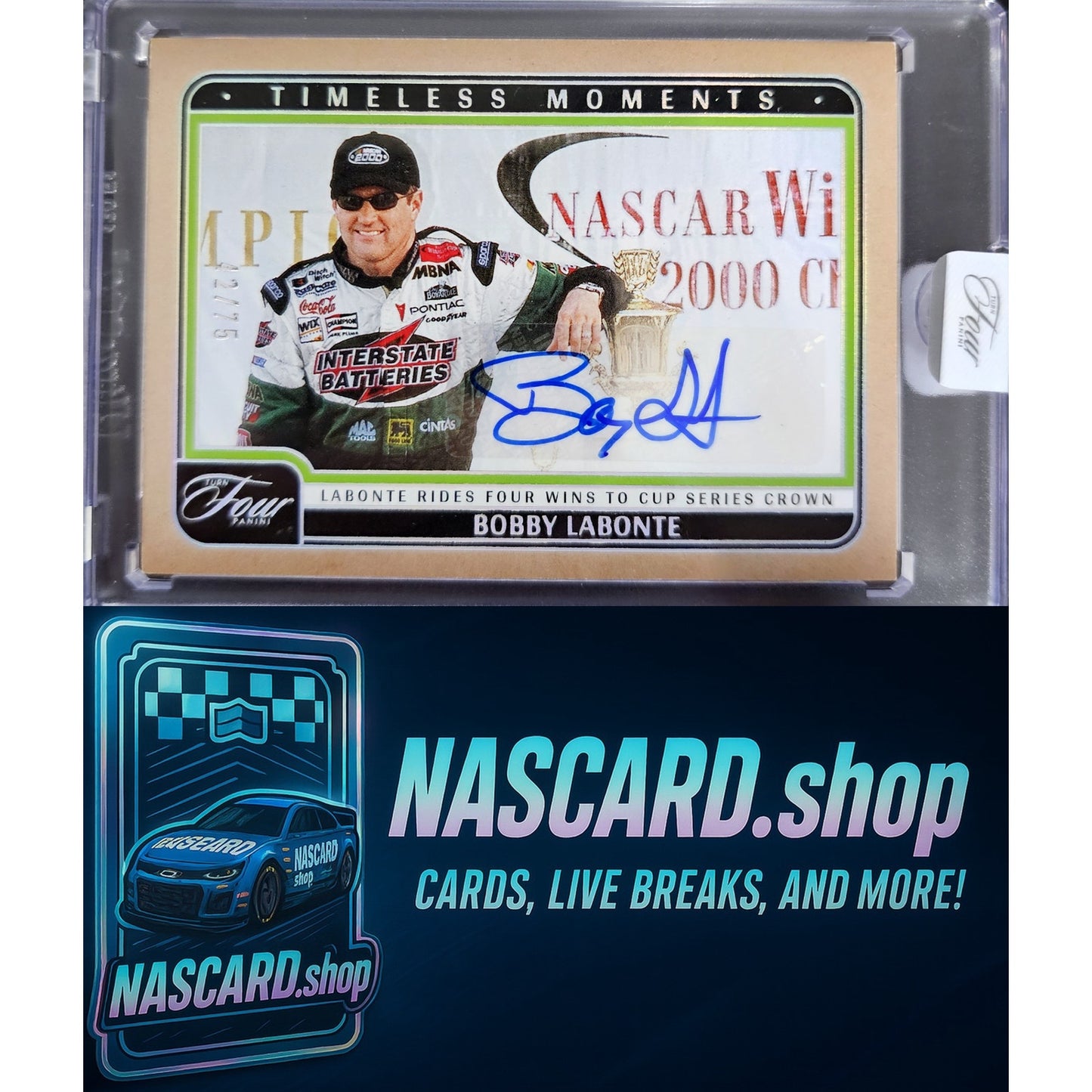 2025 Panini Turn Four #TM-BLT Bobby Labonte Timeless Moments Holo Silver #/75