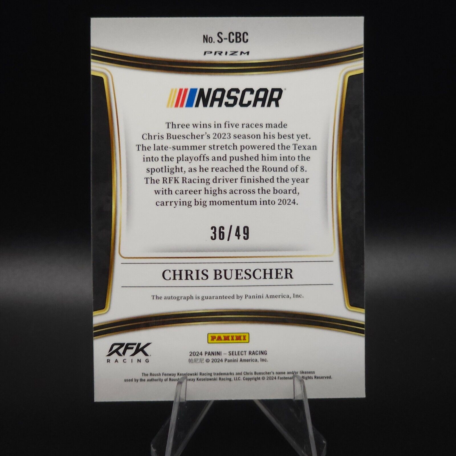 2024 Panini Select Racing Signatures Blue Prizm #S-CBC Chris Buescher /49 - NASCARD.shop