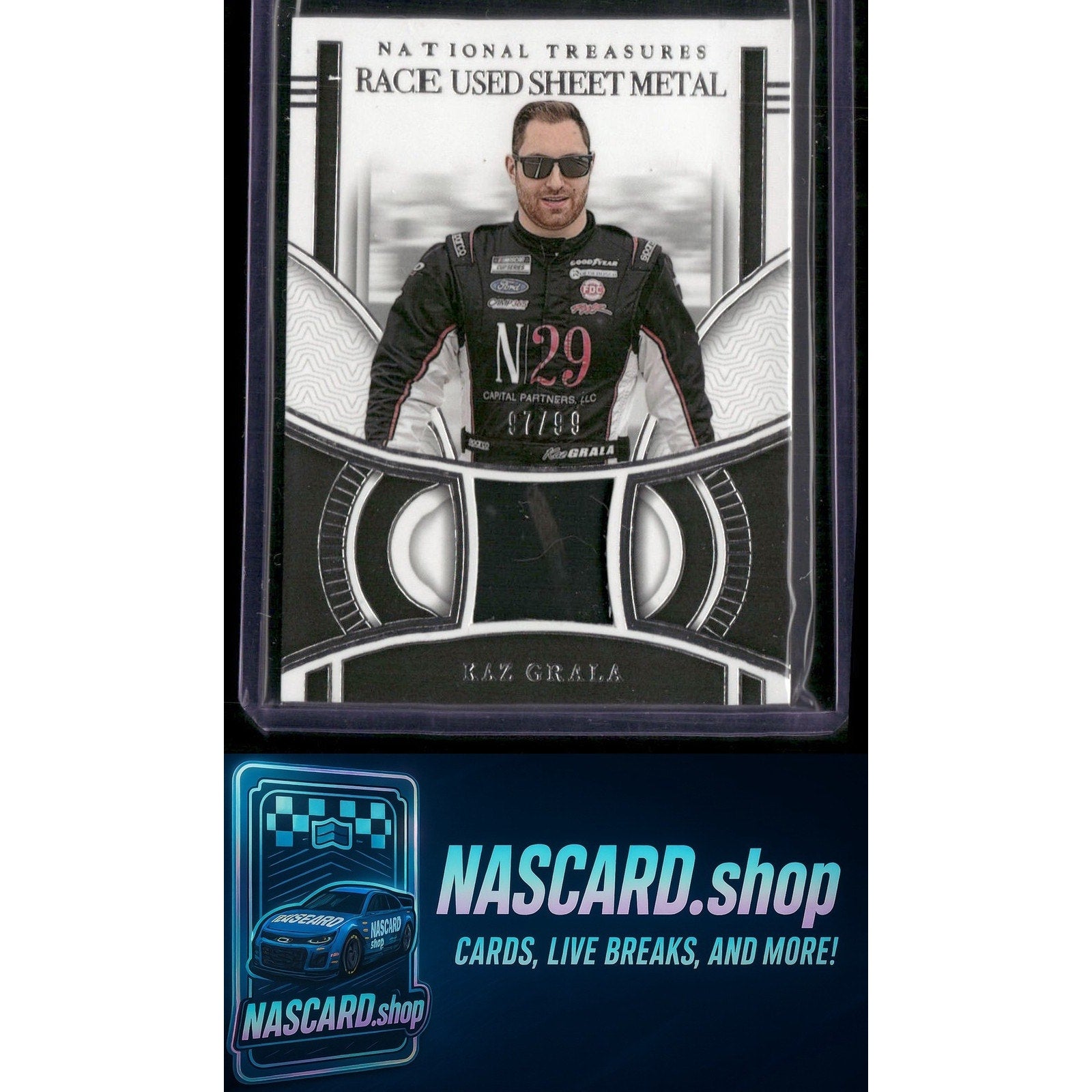 2024 Panini National Treasures #RUS-KAZ Kaz Grala Race Used Sheet Metal #/99 - NASCARD.shop