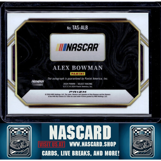 2024 Panini Select #TAS-ALB Alex Bowman Trackside Action Signatures Flash Prizms - NASCARD.shop