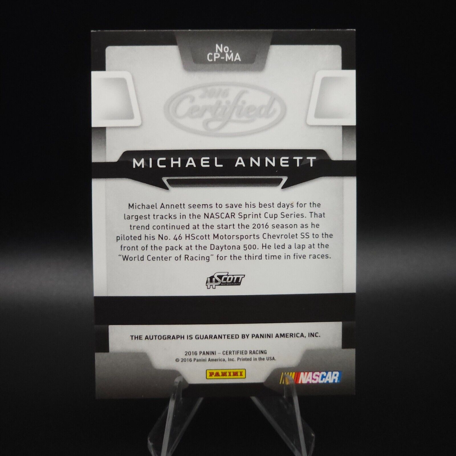 2016 Panini Certified Potential Signatures #CP-MA Michael Annett /99 (AU) - NASCARD.shop