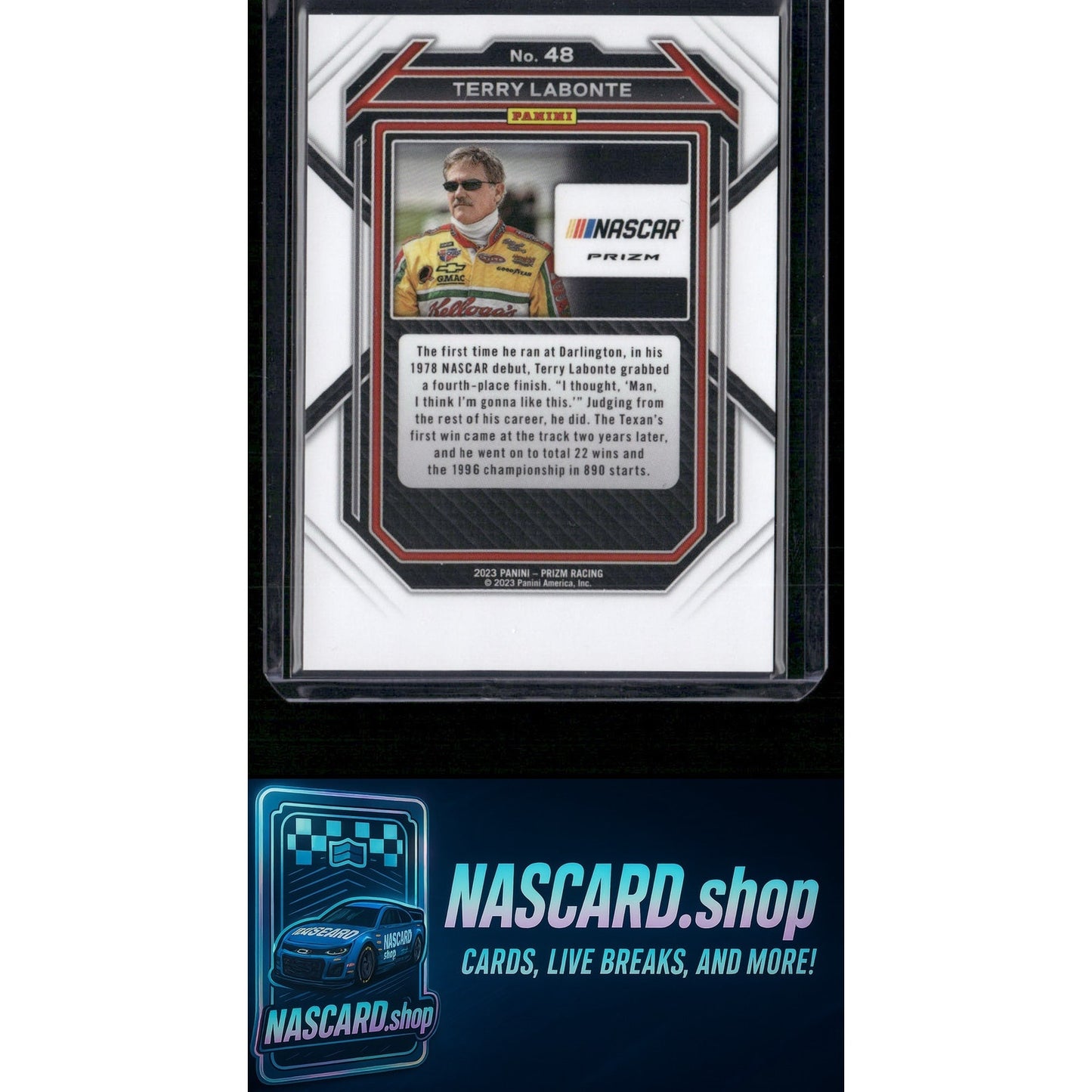 2023 Panini Prizm #48 Terry Labonte White Sparkle Prizm - NASCARD.shop