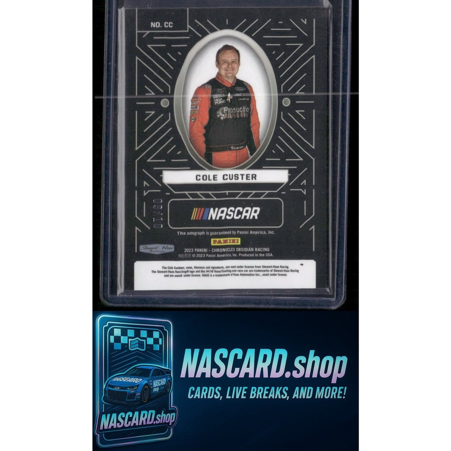 2023 Panini Chronicles Cole Custer Obsidian Signatures Electric Etch Yellow #/10