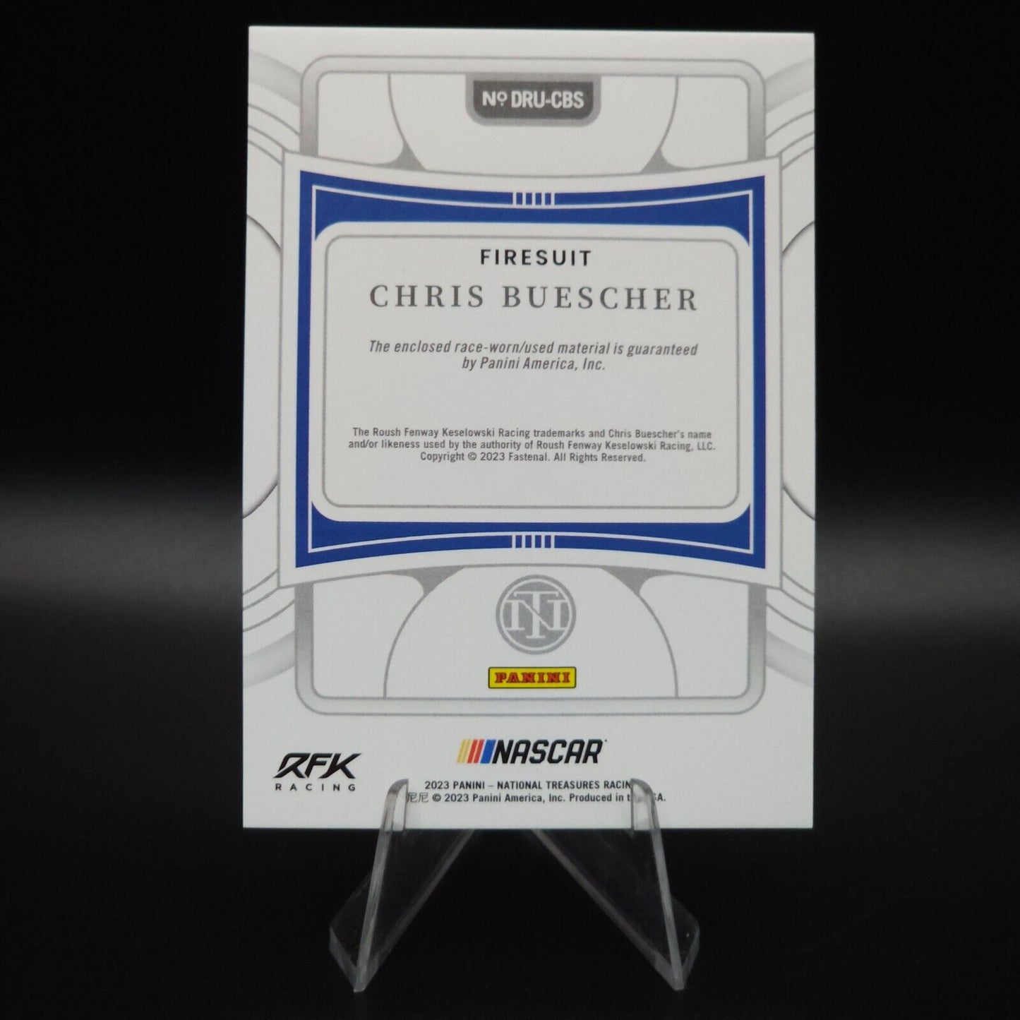 2023 Panini National Treasures Dual Race Used Firesuit Chris Buescher /99 - NASCARD.shop