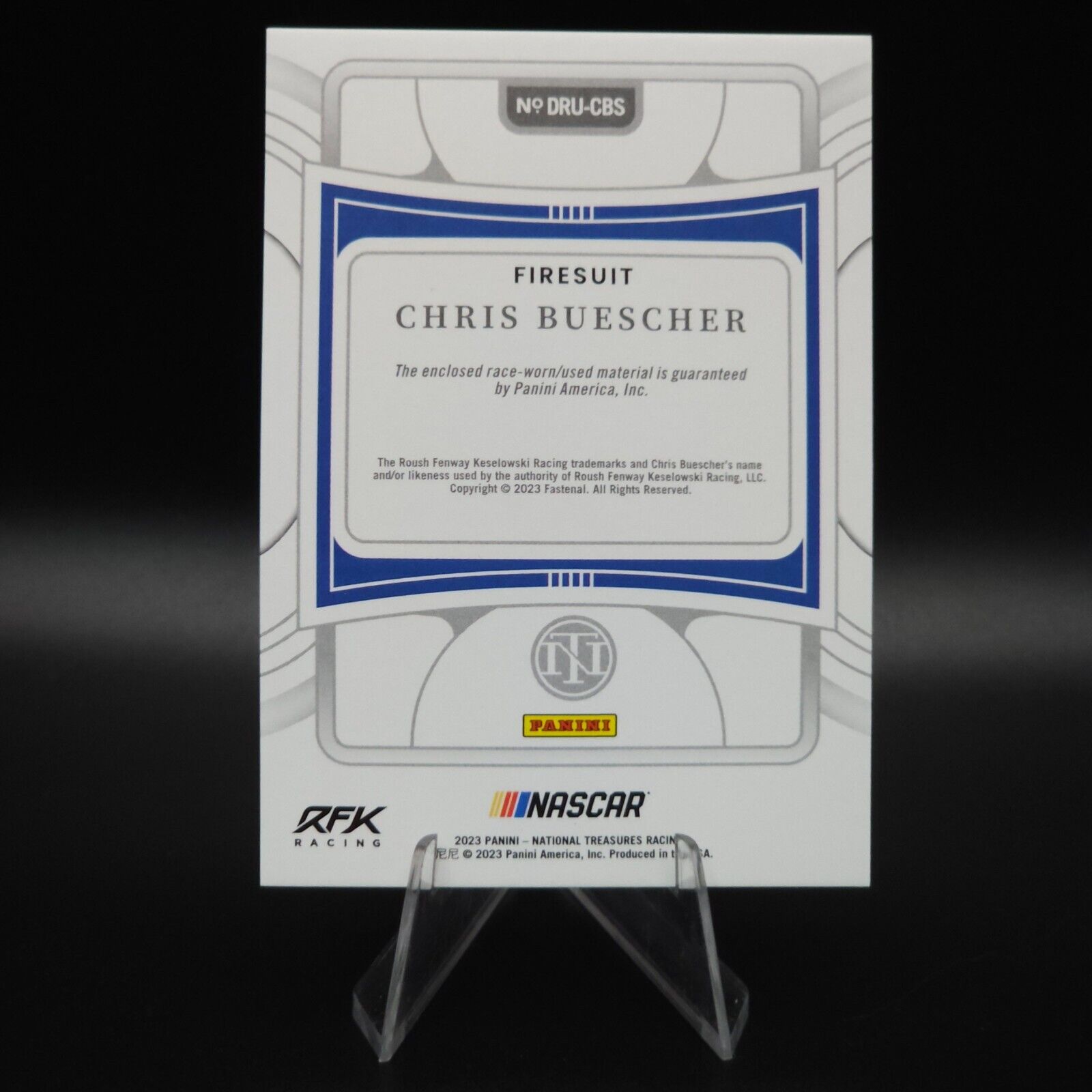 2023 Panini National Treasures Dual Race Used Firesuit Chris Buescher /99 - NASCARD.shop