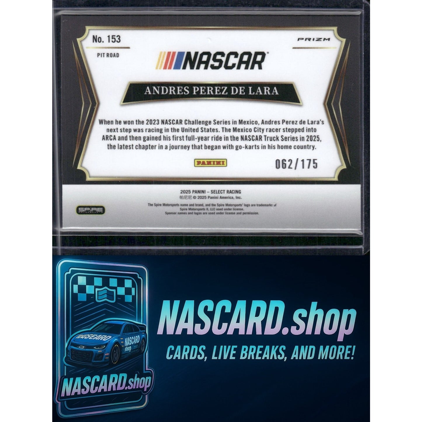 2025 Panini Select #153 Andres Perez De Lara Blue Prizms #/175
