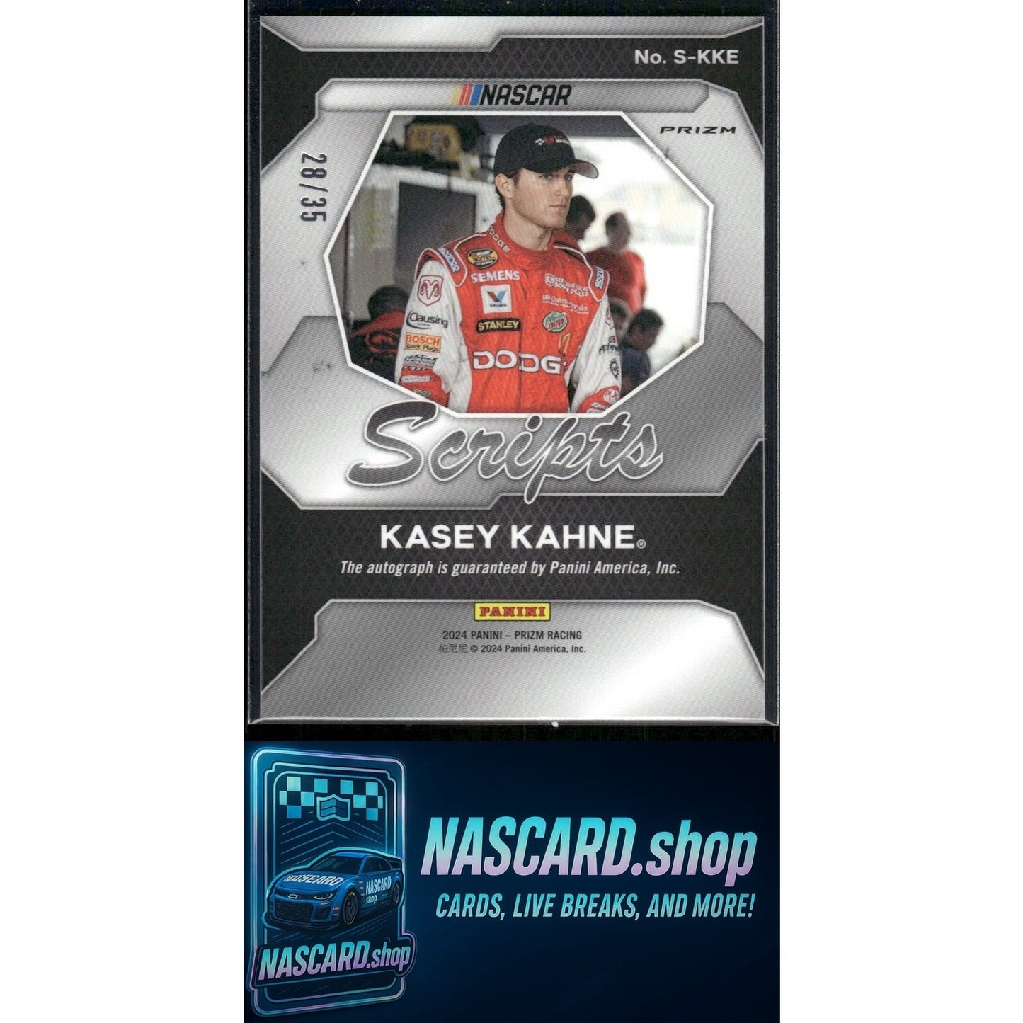 2024 Panini Prizm #S-KKE Kasey Kahne Scripts Blue #/35