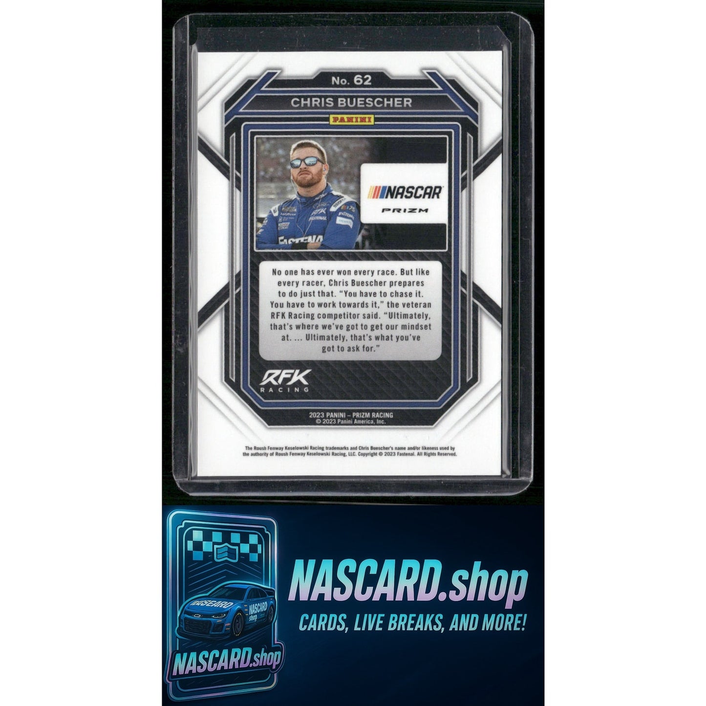 2023 Panini Prizm #62 Chris Buescher White Sparkle Prizm