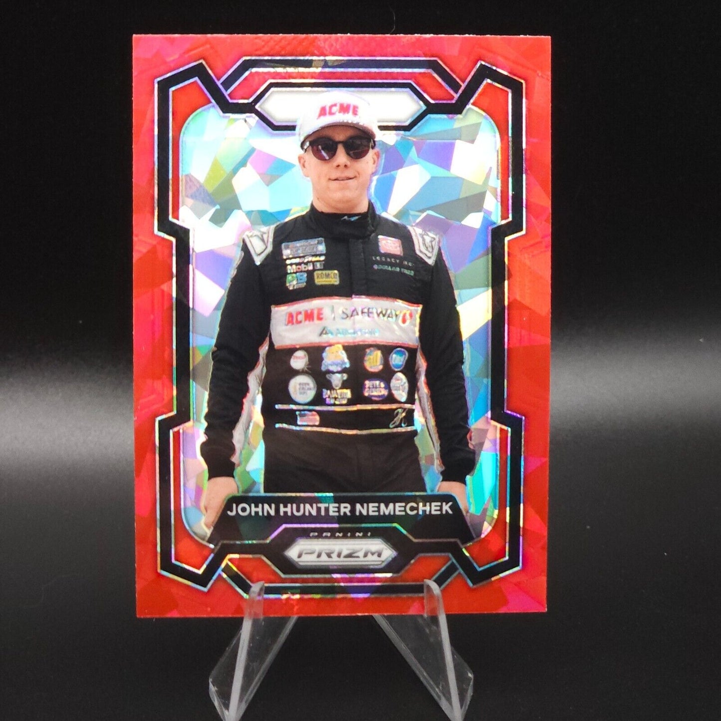 2024 Panini Prizm Racing Red Cracked Ice #33 John Hunter Nemechek - NASCARD.shop