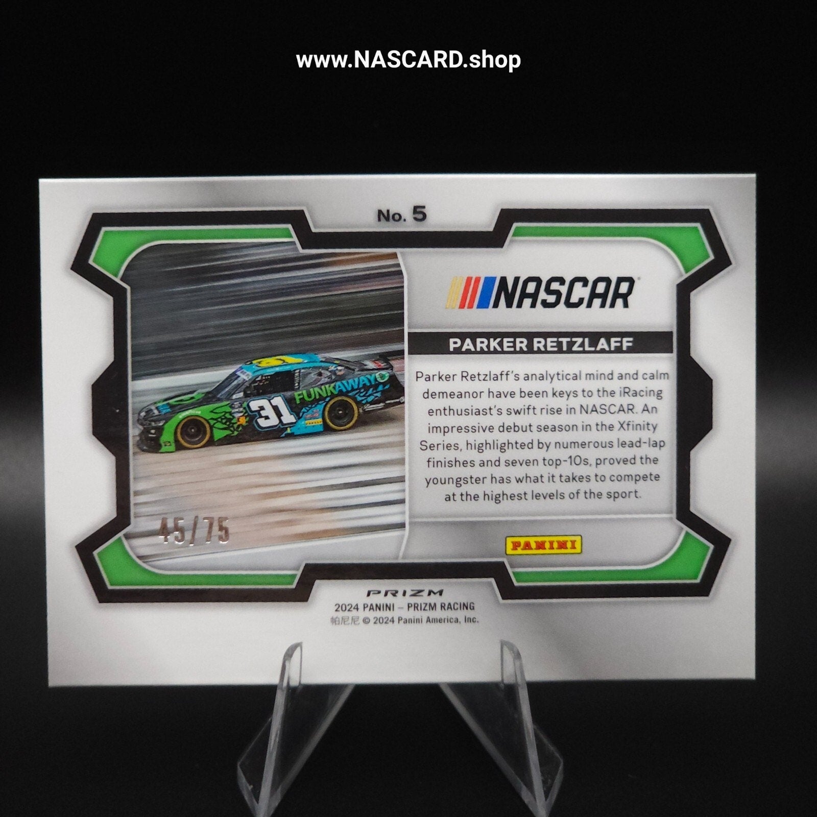 2024 Panini Prizm Racing Rides Checkered Flag Prizm #9 Parker Retzlaff /75 - NASCARD.shop