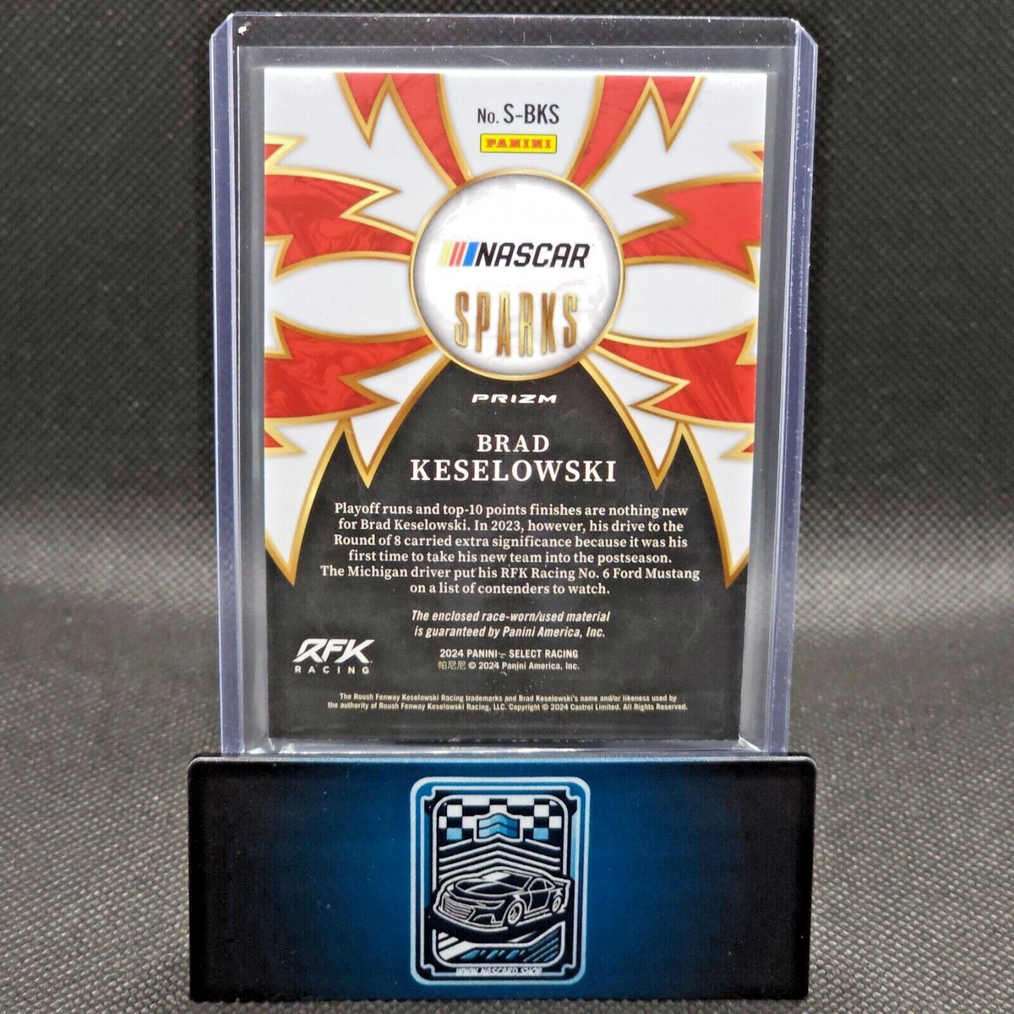 2024 Panini Select Racing Sparks Silver Prizm #S-BKS Brad Keselowski