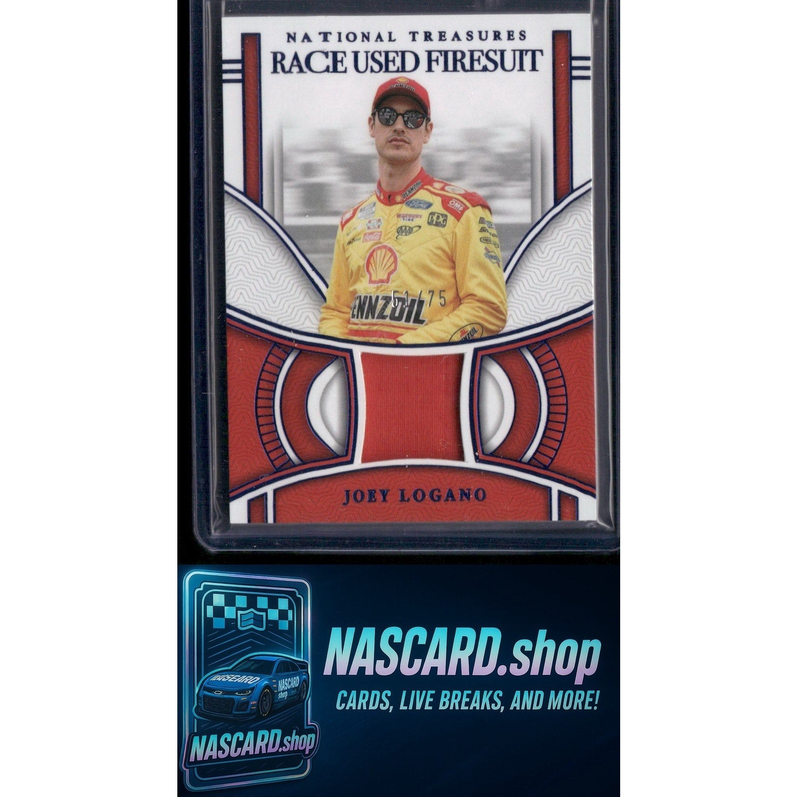 2024 Panini National Treasures #RUF-JLO Joey Logano Race Used Firesuit Blue #/75 - NASCARD.shop