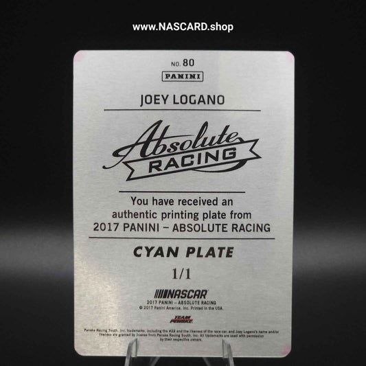 2017 Panini Absolute - #80 Printing Plate Cyan Joey Logano 1/1 - NASCARD.shop