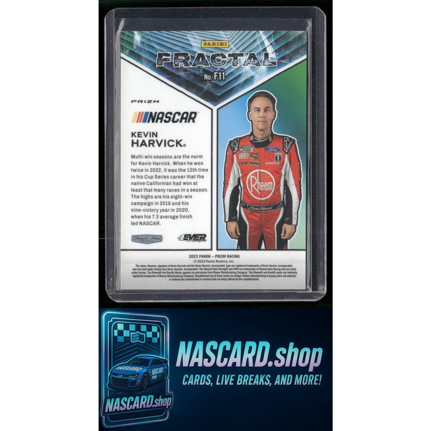 2023 Panini Prizm #F11 Kevin Harvick Fractal White Sparkle Prizm