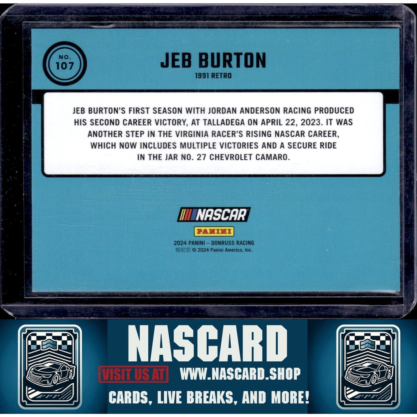 2024 Donruss #107 Jeb Burton Purple #/99 - NASCARD.shop