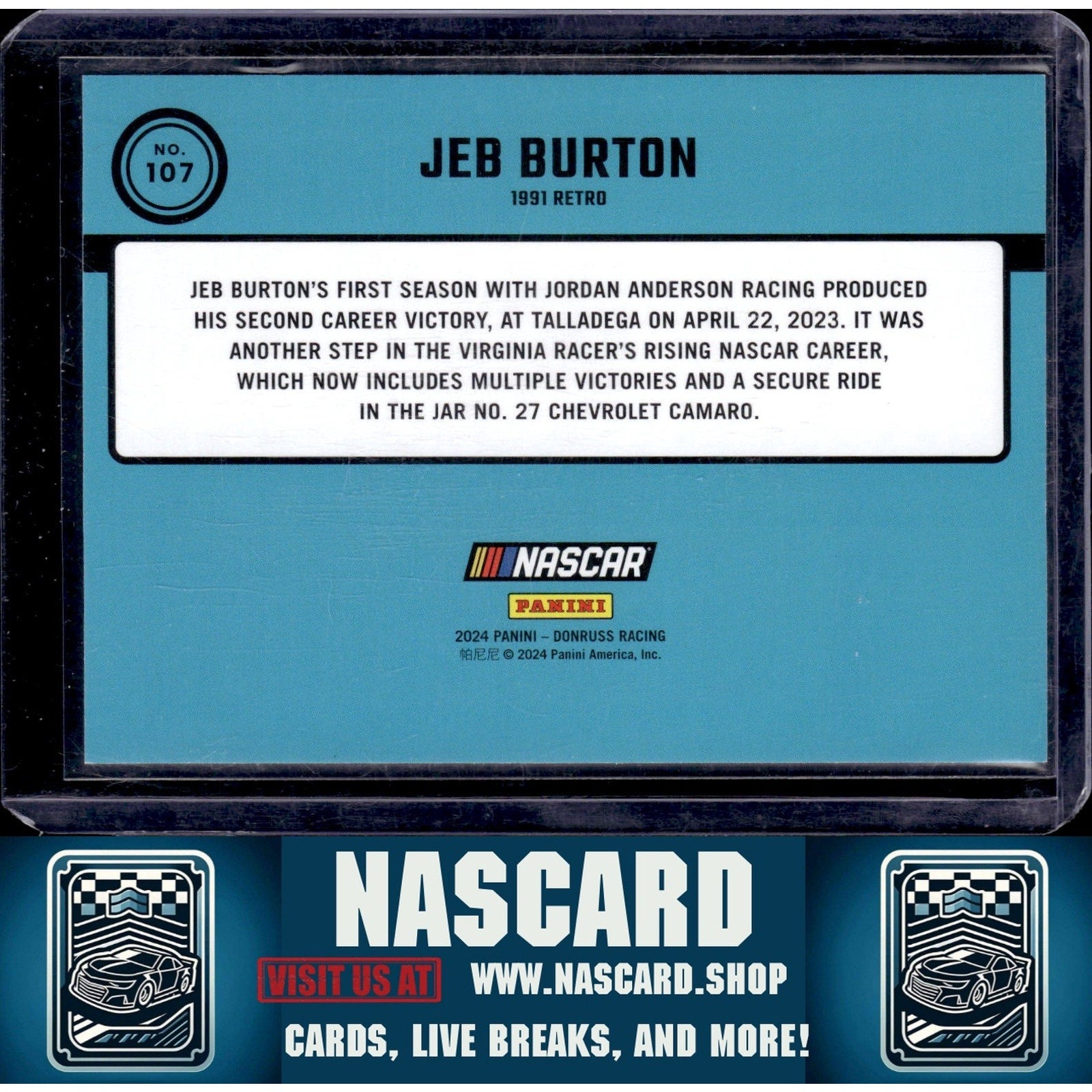 2024 Donruss #107 Jeb Burton Purple #/99 - NASCARD.shop
