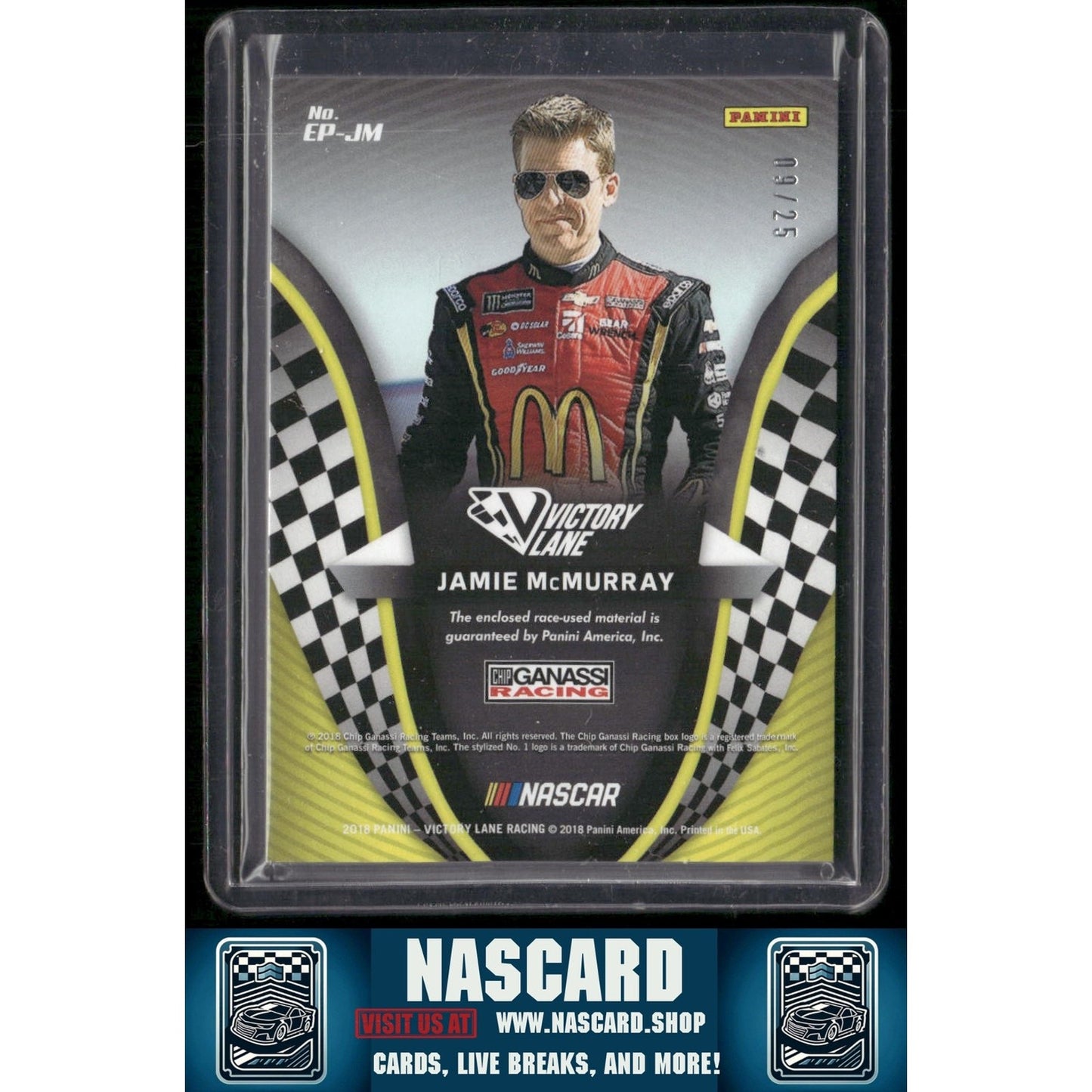 2018 Panini Victory Lane Jamie McMurray Engineered to Perfection Black #/25 - NASCARD.shop