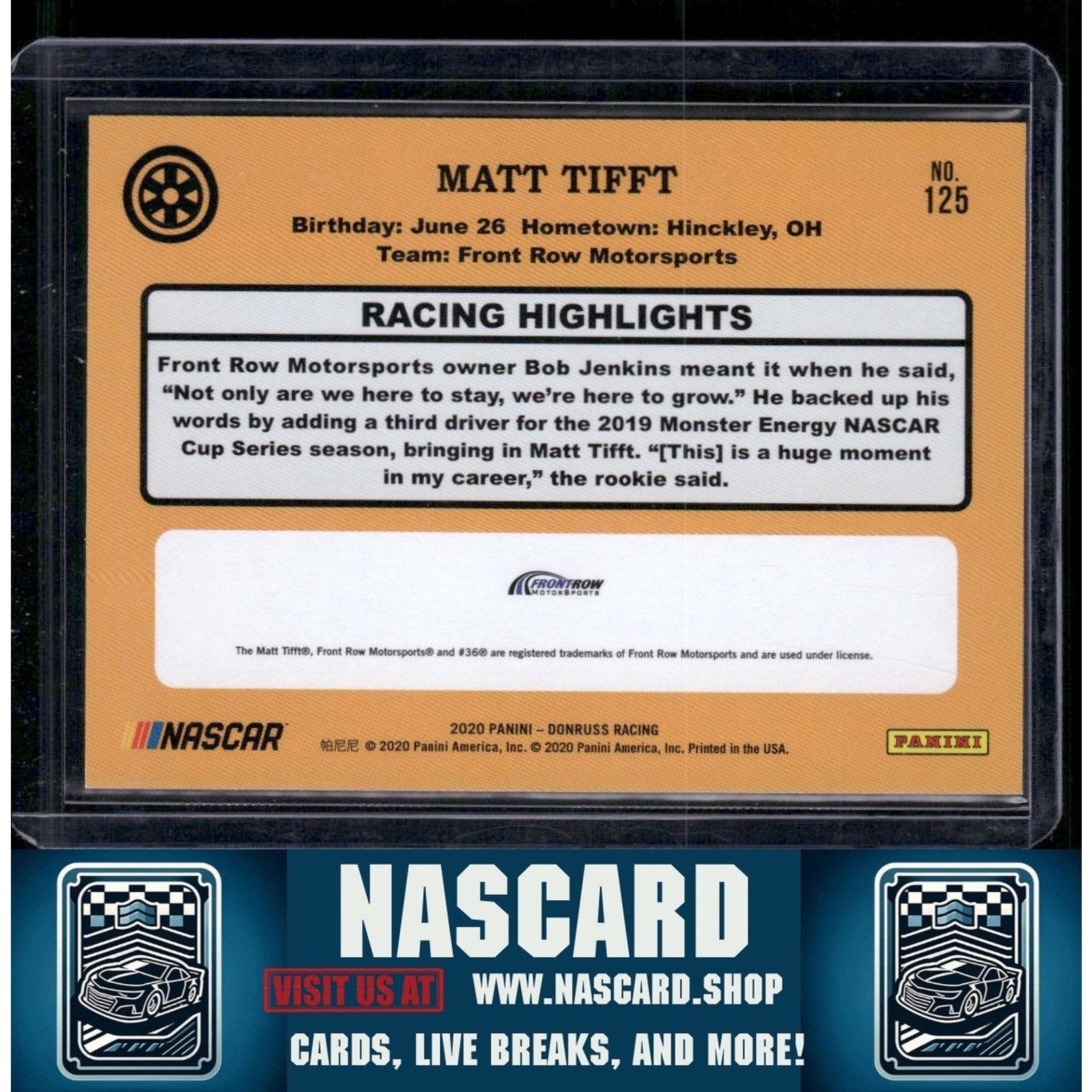 2020 Donruss #46 Matt Tifft Purple - NASCARD.shop