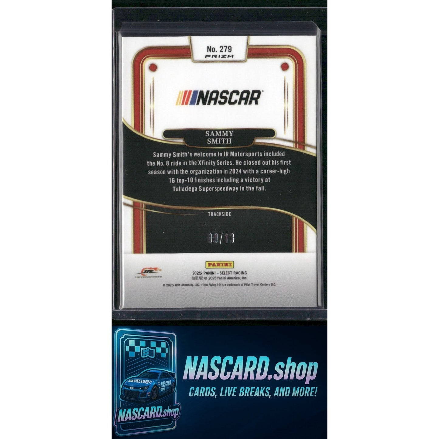 2025 Select Racing #279 Sammy Smith Trackside Power Plaid Gold Prizms #/13 - NASCARD.shop