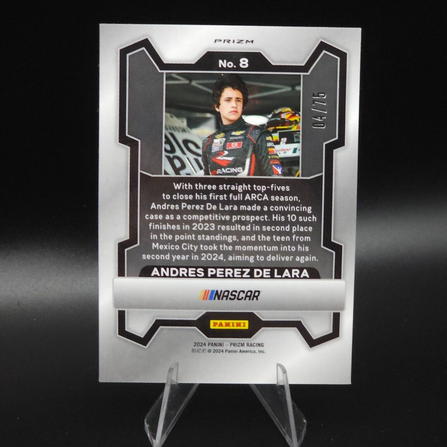 2024 Panini Prizm Racing Andres Perez De Lara Checkered Flag Prizm #8 (RC) /75
