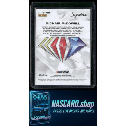 2023 Panini Prime #75-MM Michael McDowell NASCAR 75th Anniversary Signatures