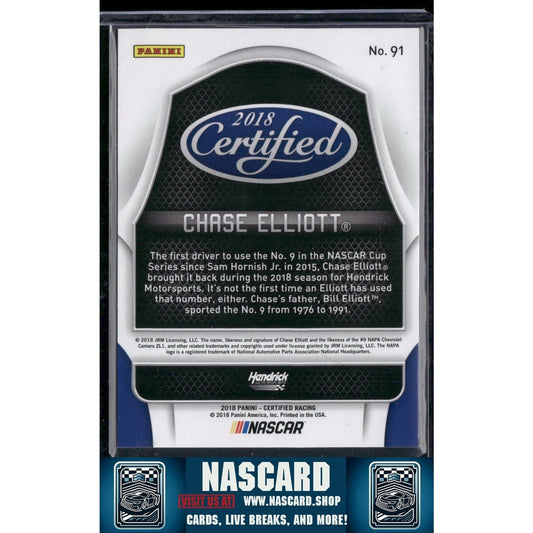 2018 Panini Certified #91 Chase Elliott Red #/199 - NASCARD.shop