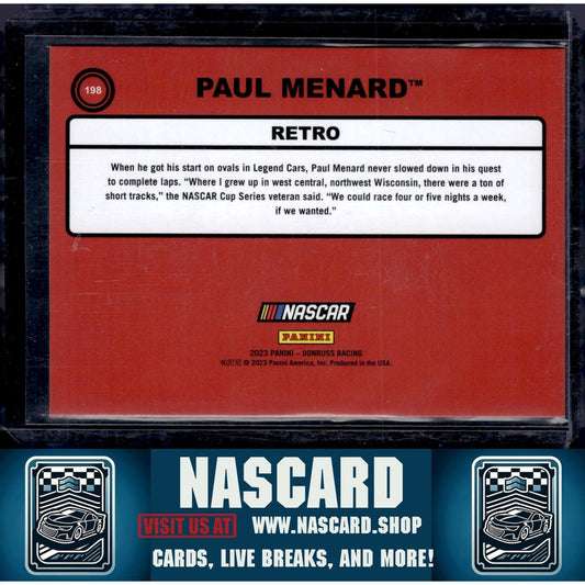 2023 Donruss #198 Paul Menard Purple #/49 - NASCARD.shop