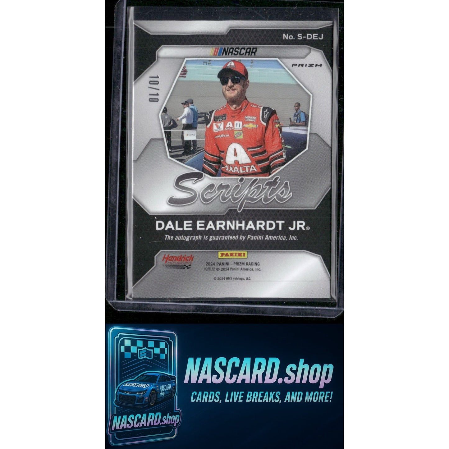 2024 Panini Prizm #S-DEJ Dale Earnhardt Jr Scripts Green Pulsar #10/10 - NASCARD.shop