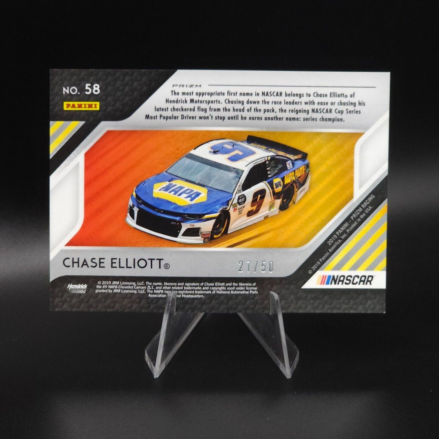 2019 Panini Prizm - Acceleration Red Prizm #58 Chase Elliott /50