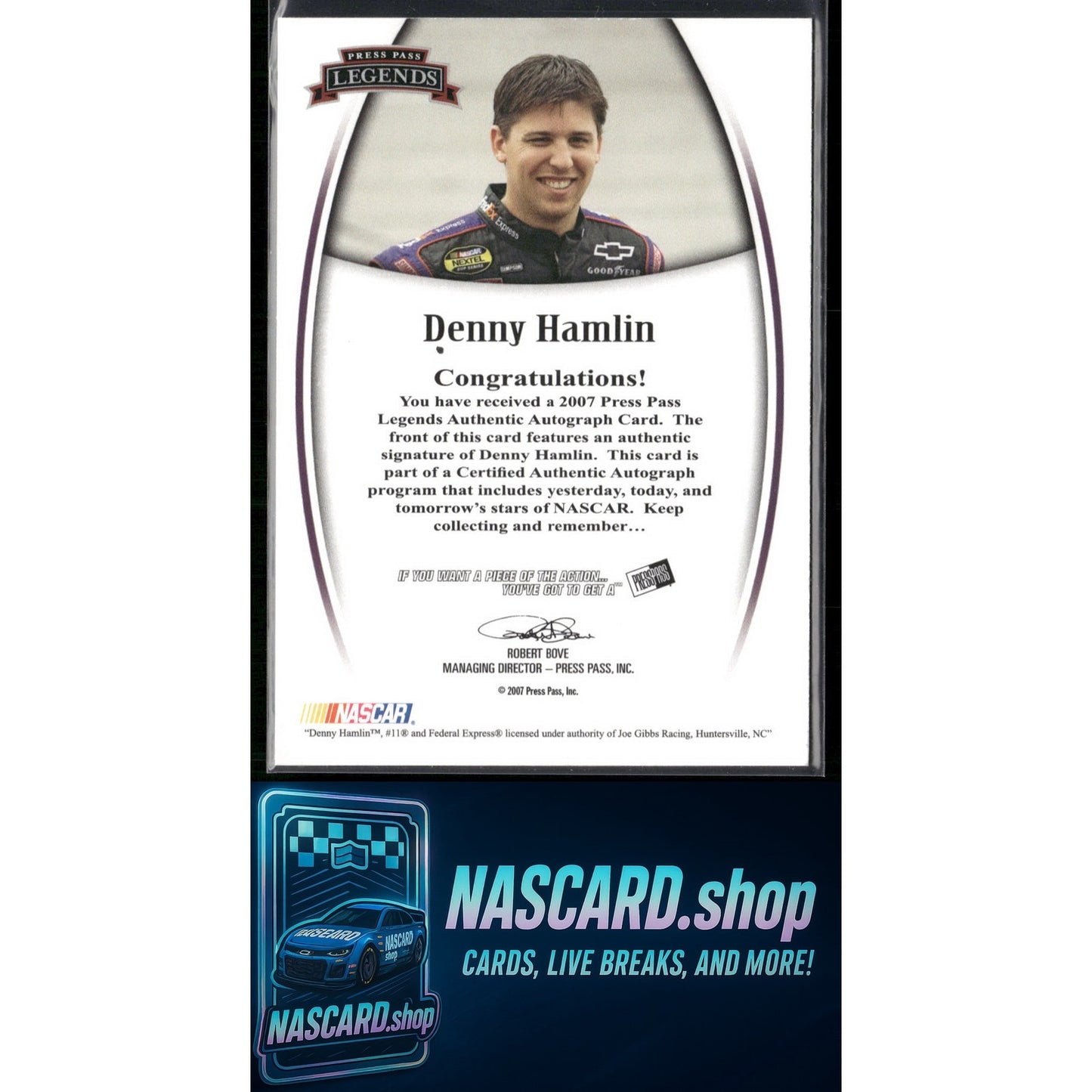2007 Press Pass Legends Denny Hamlin Autographs Blue #/59 - NASCARD.shop