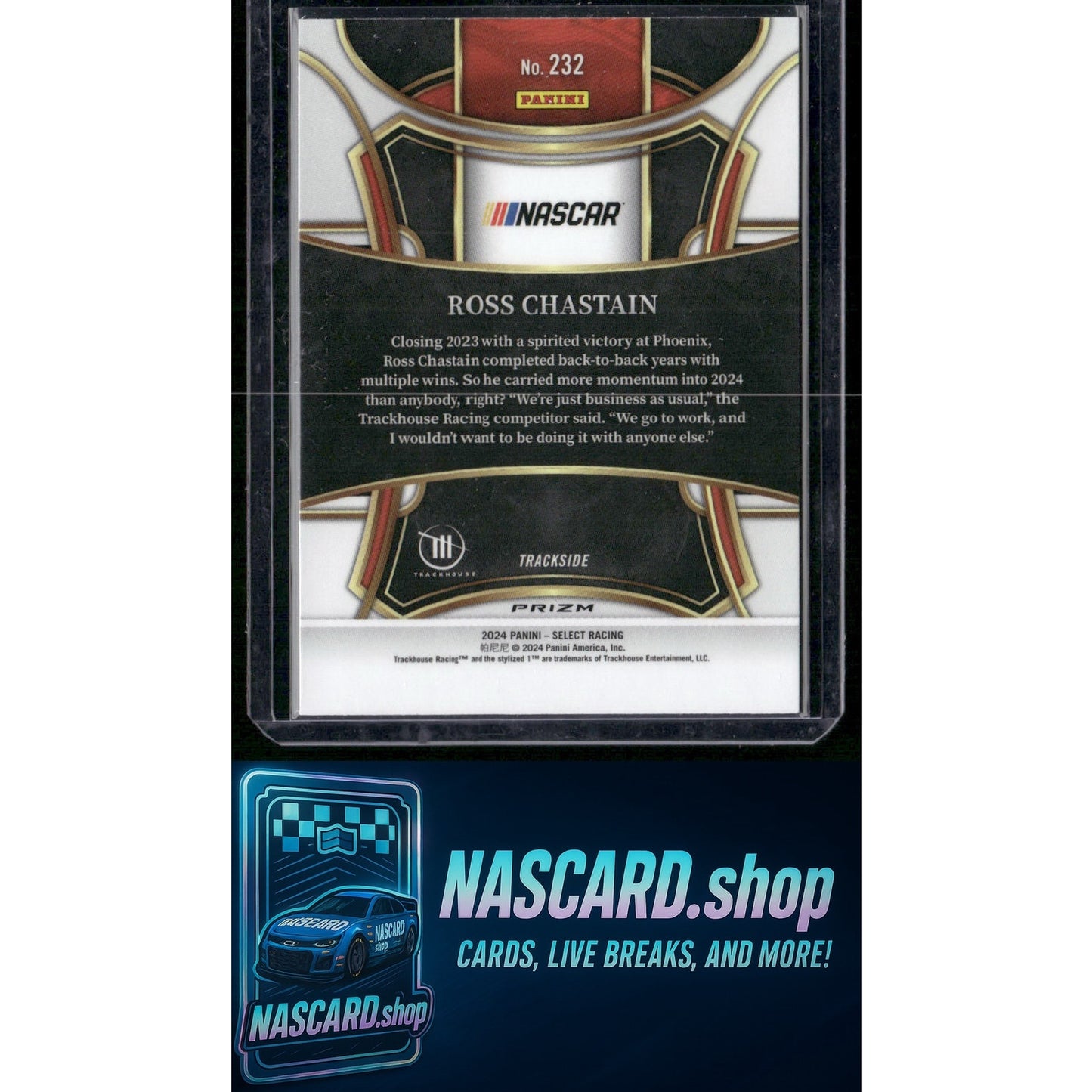 2024 Panini Select Trackside #232 Ross Chastain Tiger Prizms