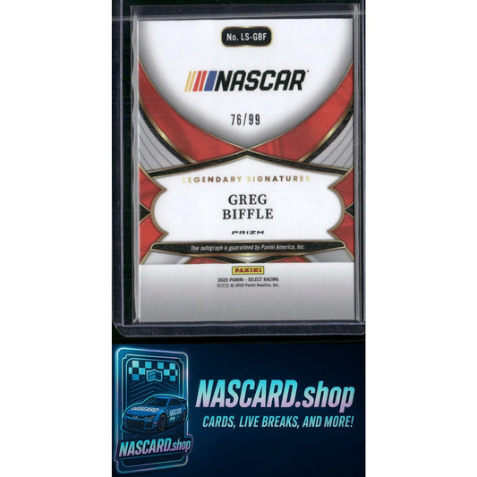2025 Select Racing #LS-GBF Greg Biffle Legendary Signatures Blue Prizms #/99 - NASCARD.shop