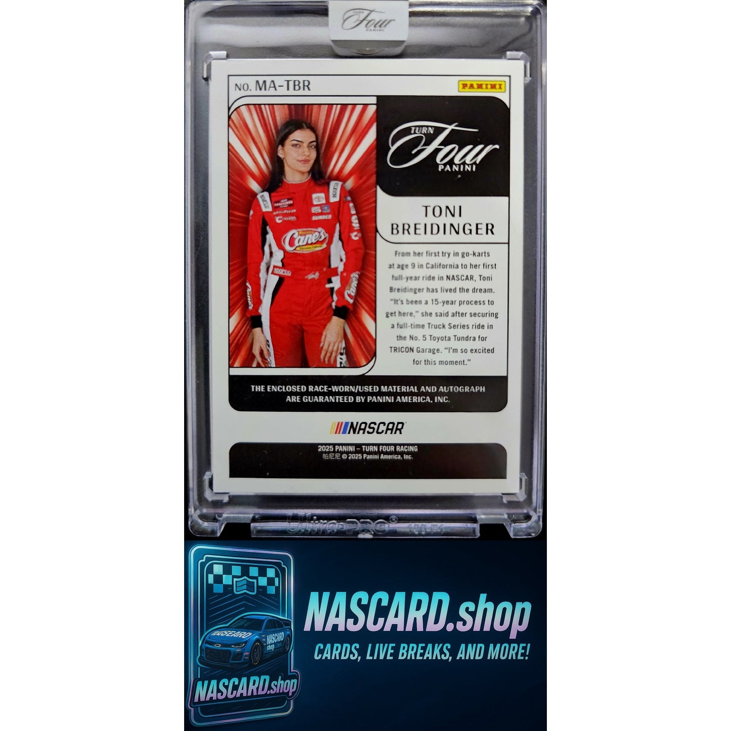 2025 Panini Turn Four Racing Toni Breidinger Memorabilia Autographs Silver #/75