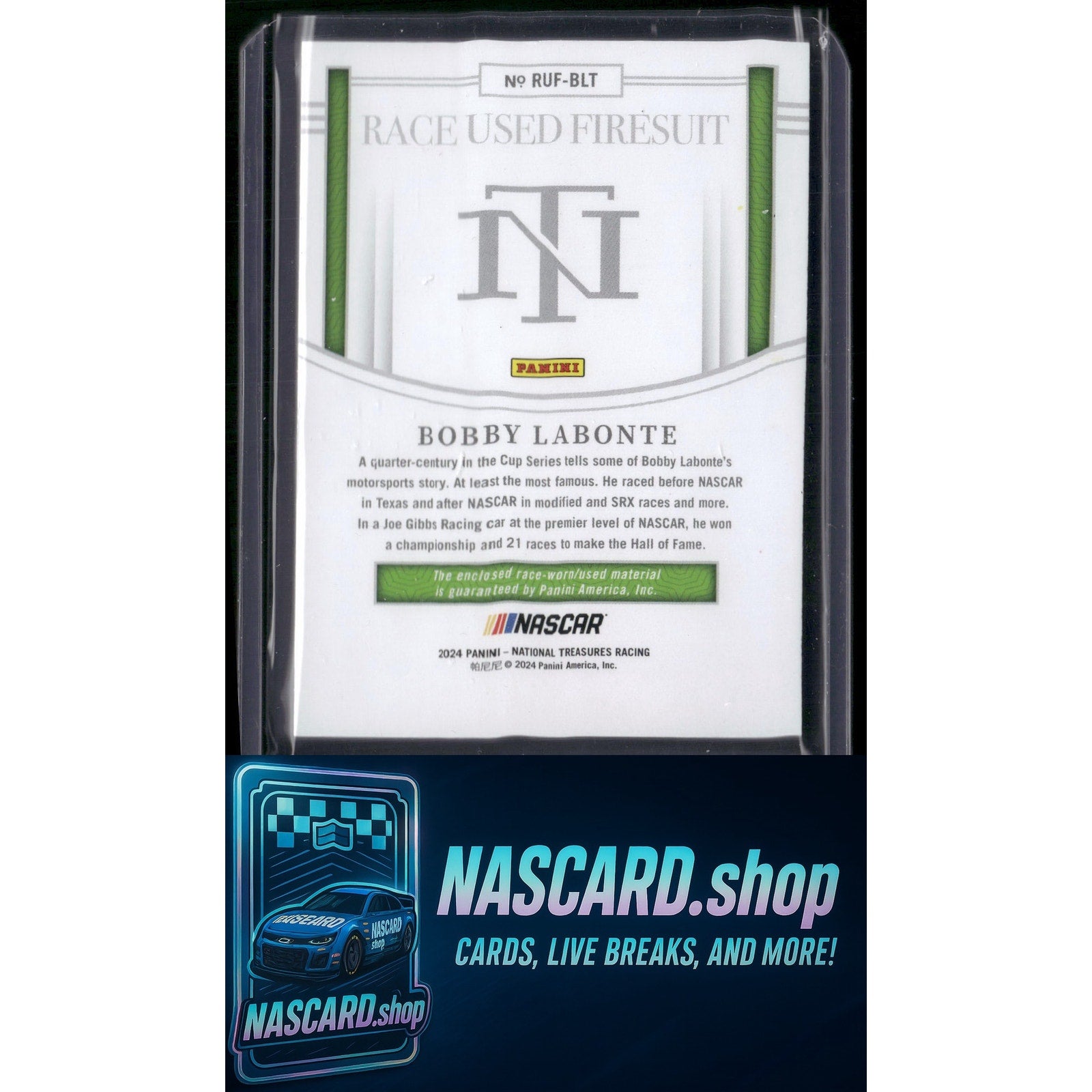 2024 Panini National Treasures #RUF-BLT Bobby Labonte Race Used Firesuit #/99 - NASCARD.shop