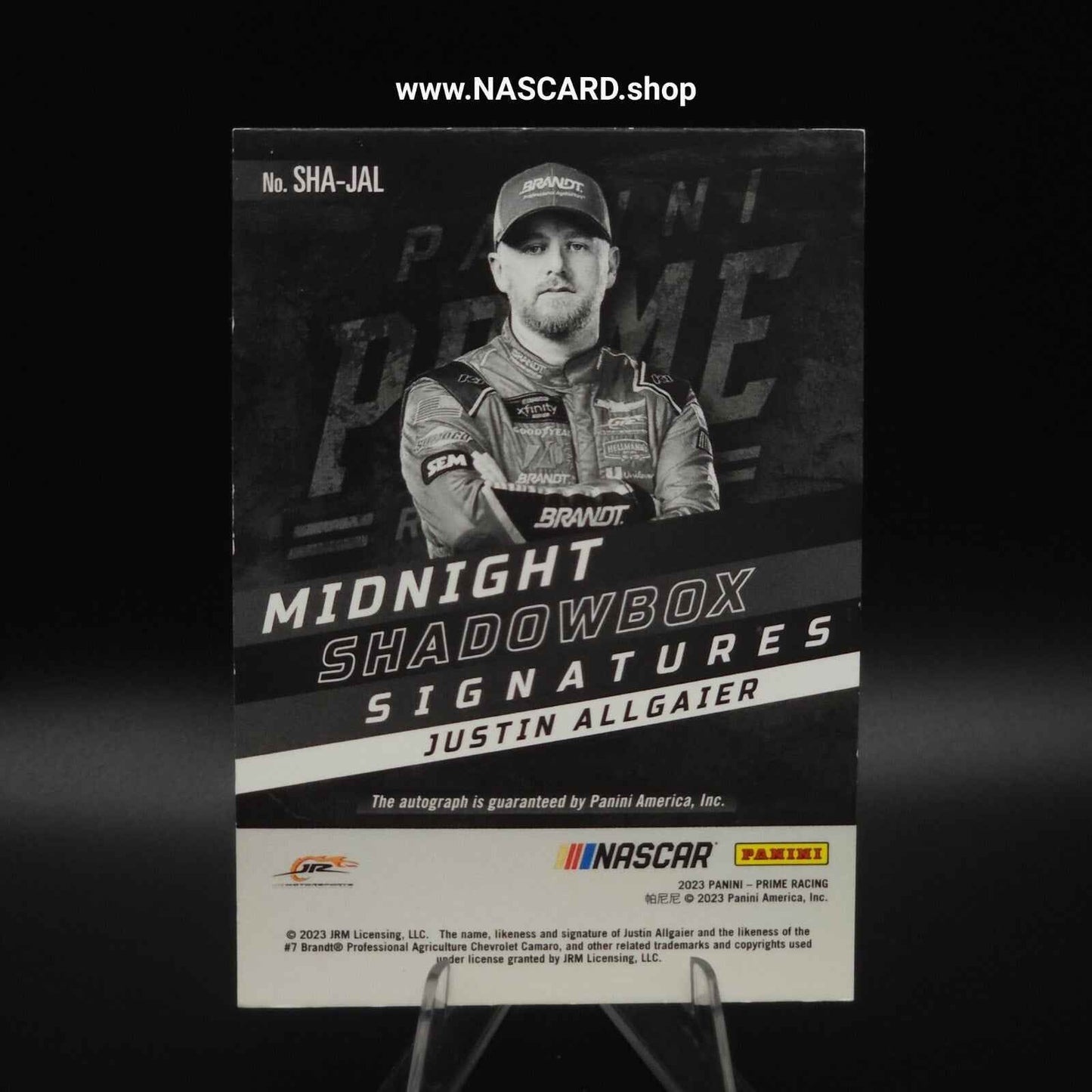 2023 Prime Racing Midnight Shadowbox Signatures Gold Justin Allgaier 25/25