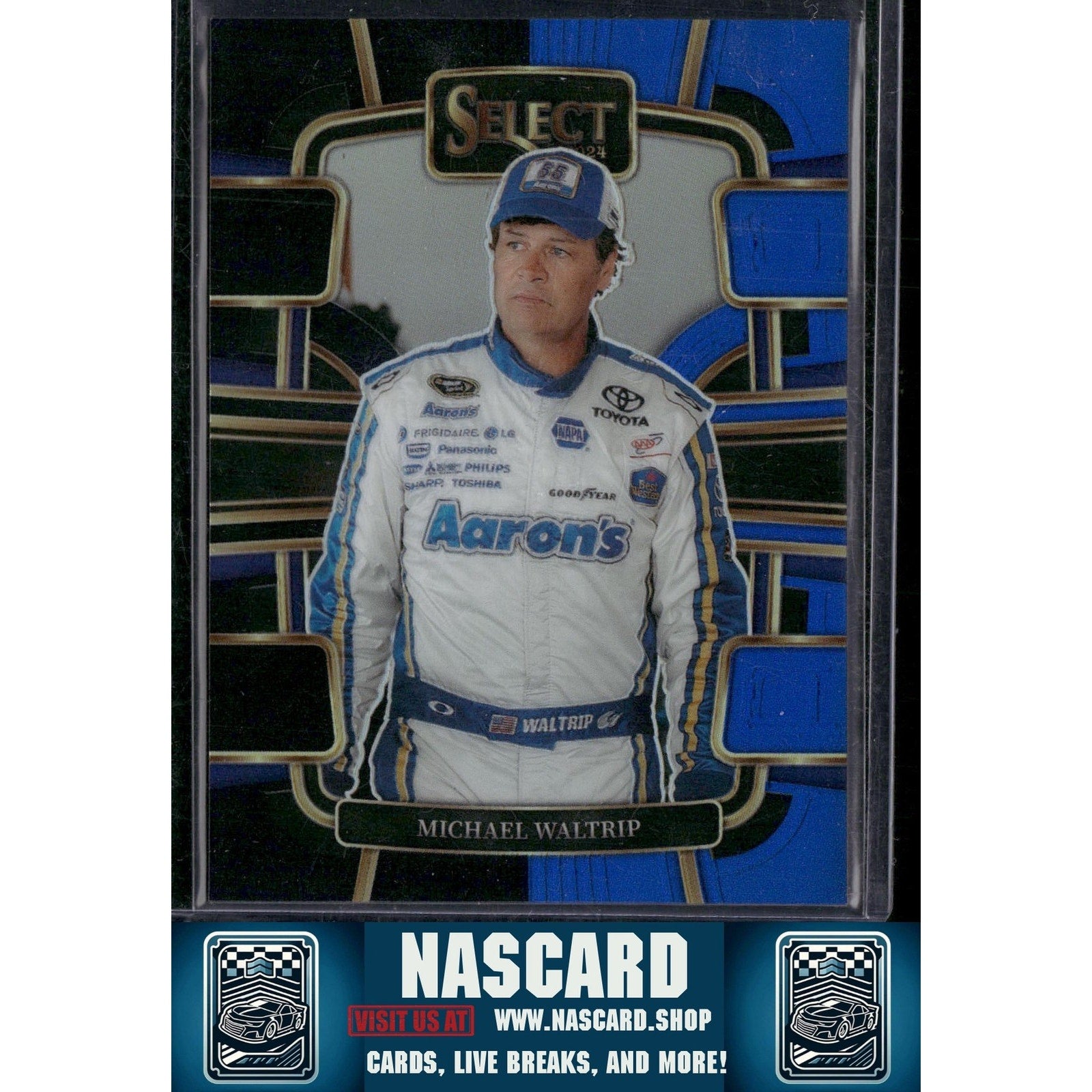 2024 Panini Select #71 Michael Waltrip Black and Blue Prizms #/49 - NASCARD.shop