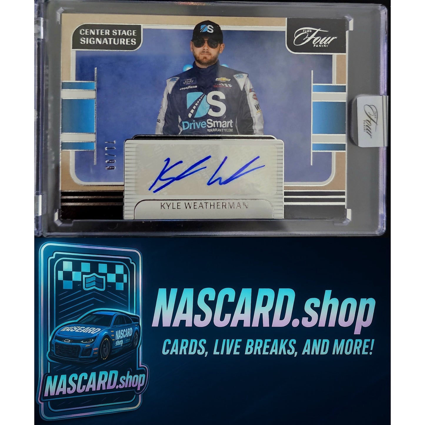 2025 Panini Turn Four Racing Kyle Weatherman Center Stage Signatures #/99