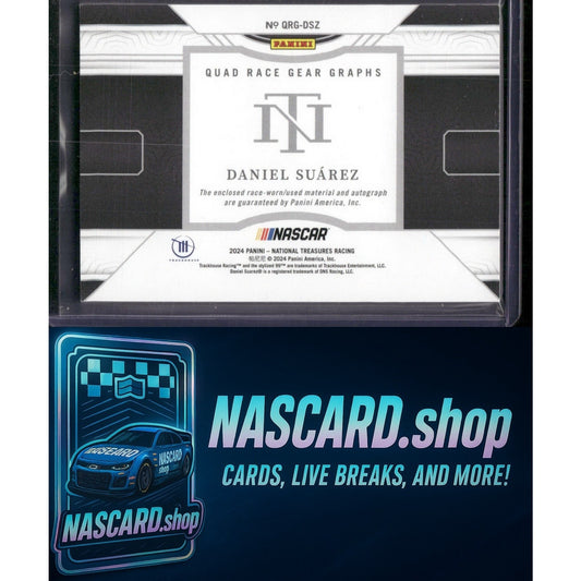 2024 Panini National Treasures #QRG-DSZ Daniel Suarez Quad Race Gear Graphs #/49