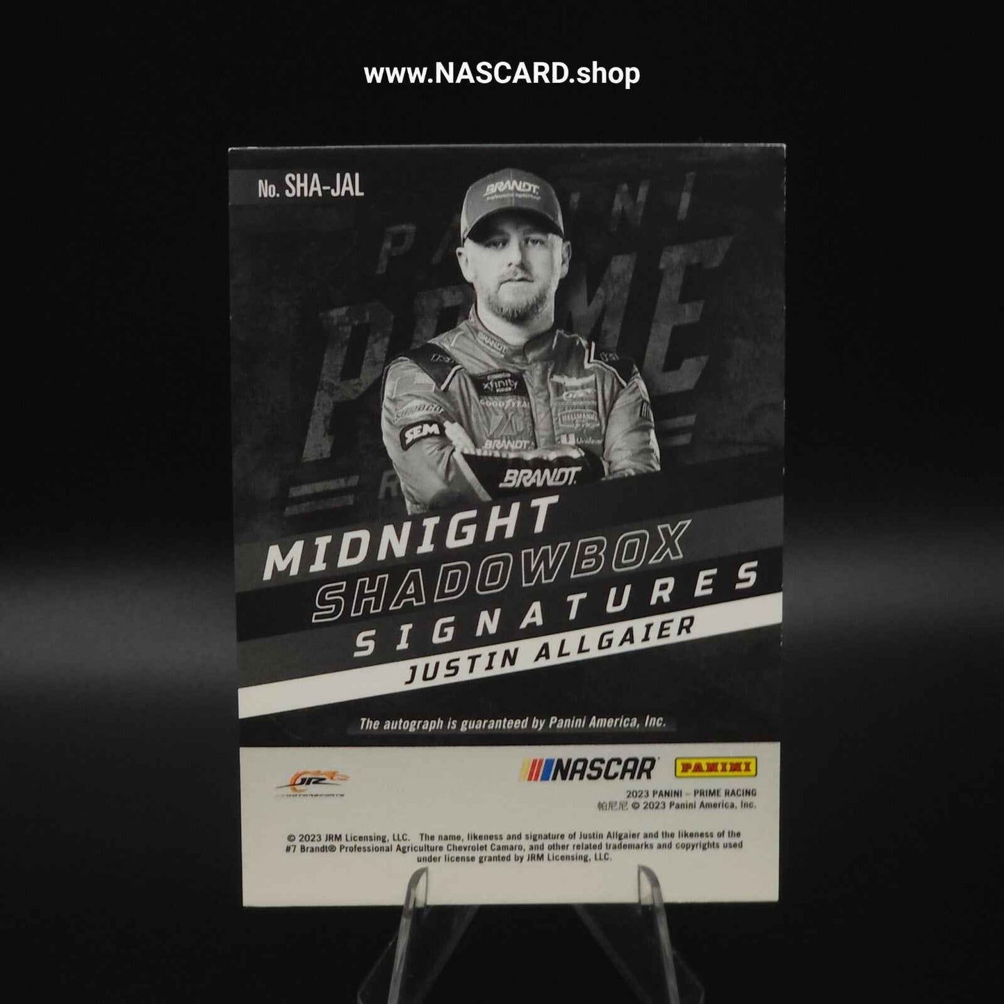 2023 Panini Prime Racing - Midnight Shadowbox Signatures Justin Allgaier 60/99 - NASCARD.shop