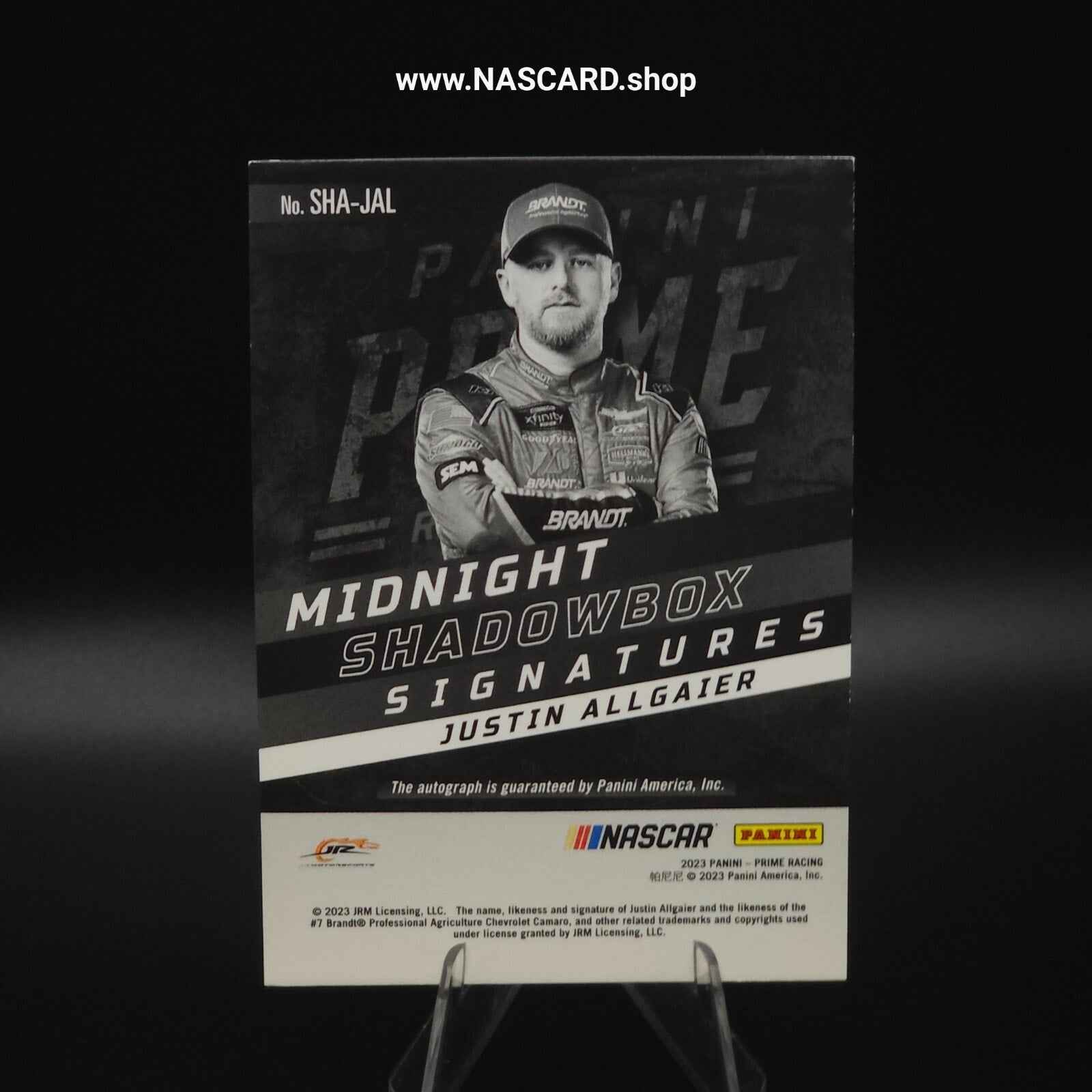 2023 Panini Prime Racing - Midnight Shadowbox Signatures Justin Allgaier 60/99 - NASCARD.shop