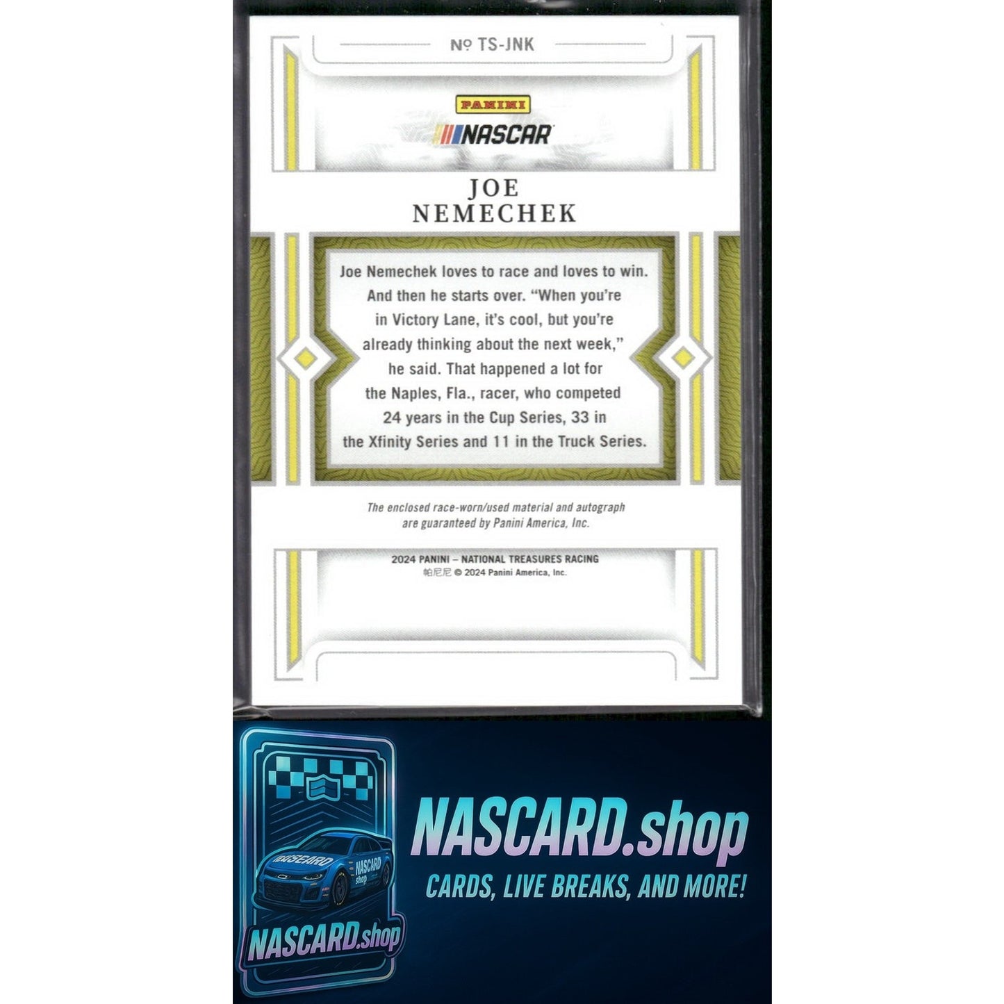 2024 Panini National Treasures #TS-JNK Joe Nemechek Treasured Swatches #/99