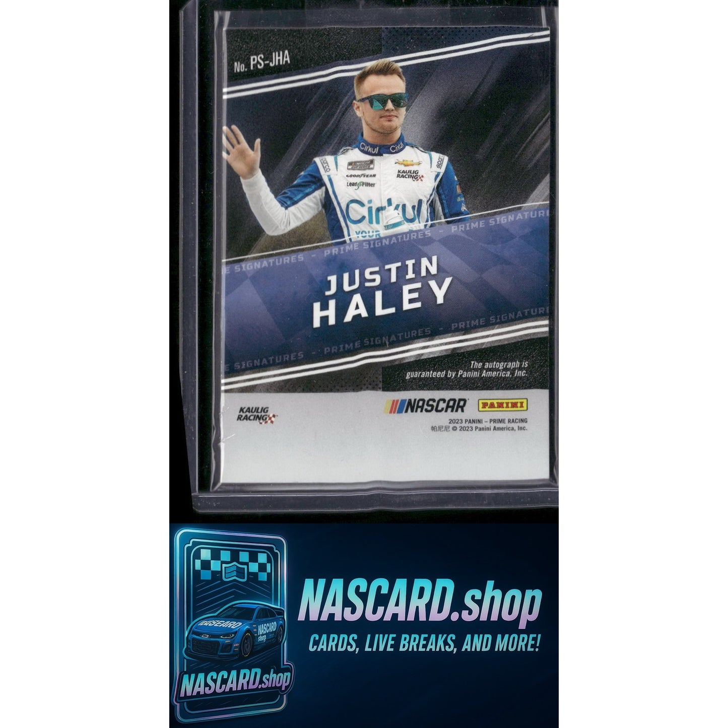2023 Panini Prime #PS-JHA Justin Haley Prime Signatures Holo Gold #/25 - NASCARD.shop