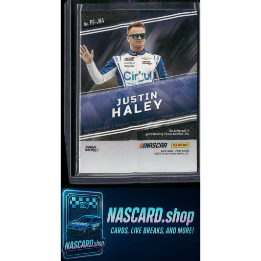 2023 Panini Prime #PS-JHA Justin Haley Prime Signatures Holo Gold #/25 - NASCARD.shop