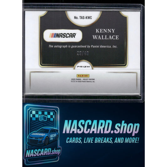 2025 Select Racing Kenny Wallace Trackside Action Signatures Purple Prizms #/49 - NASCARD.shop