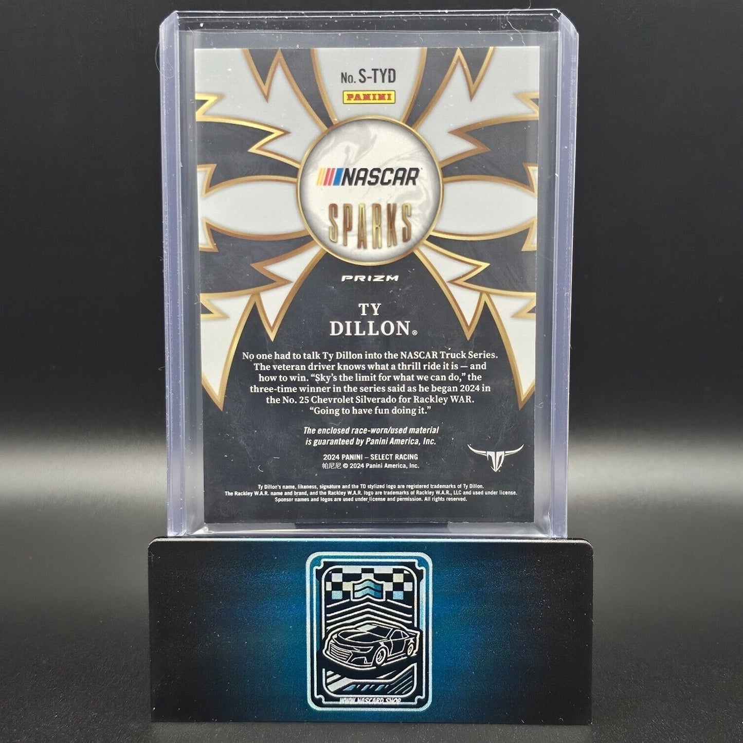 2024 Panini Select - Sparks Flash Prizm #S-TYD Ty Dillon (MEM) - NASCARD.shop