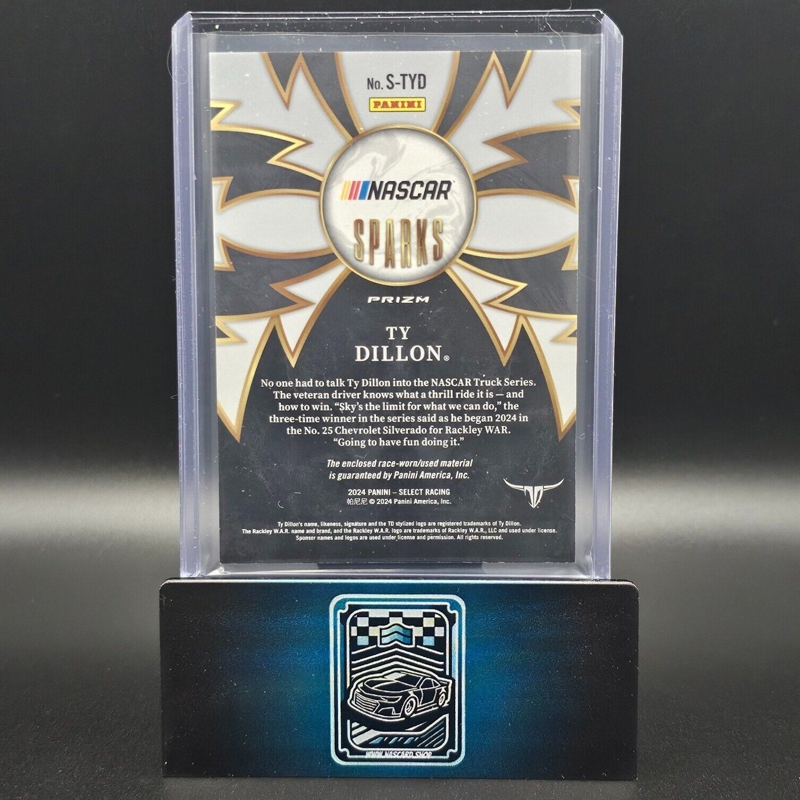 2024 Panini Select - Sparks Flash Prizm #S-TYD Ty Dillon (MEM) - NASCARD.shop