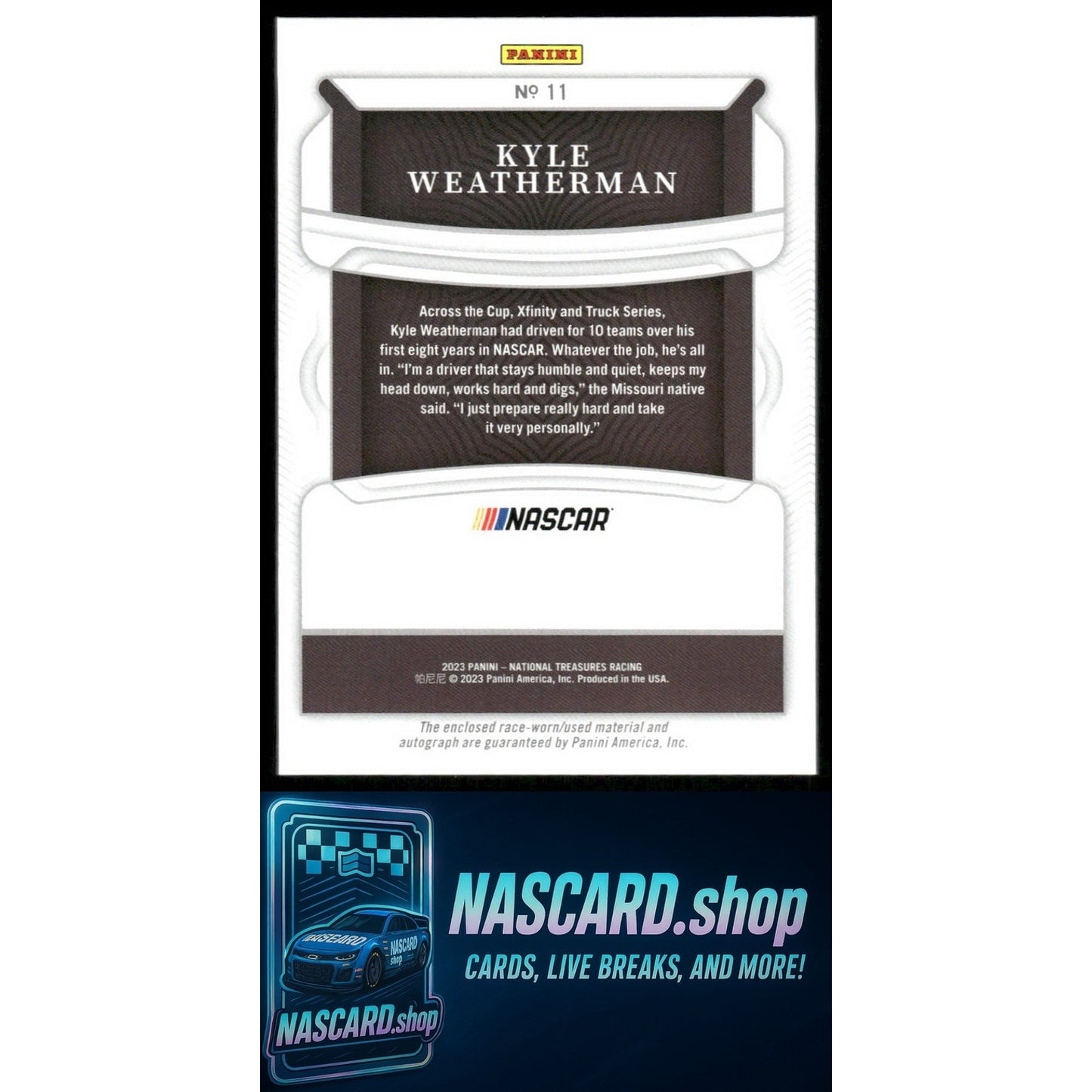 2023 National Treasures Kyle Weatherman Colossal Materials Auto Silver #/49